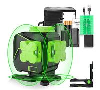 Nivel láser, Huepar 3 x 360° Instrumento láser de rayo verde autonivelante, líneas verticales y horizontales, batería de iones de litio y base giratoria magnética S03DG-L