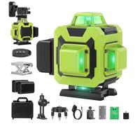 Nivel Láser Verde 360° - 16 Líneas, 4×360°, Autonivelante, Alta Visibilidad, 2 Baterías y Accesorios de Rotación, para Interiores y Exteriores