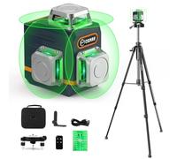 Nivel láser verde 3x360° CIGMAN CM701T con trípode ajustable (28-48"), batería recargable 4000mAh, alcance 30m/50m, 3 modos de trabajo, 4 niveles de brillo