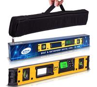 Nivel magnético digital profesional de 24 pulgadas, IP54, herramienta de nivel electrónico resistente al agua y a prueba de polvo, obtén una precisión maestra con Shefio Smart Level 2 pilas AA + bolsa