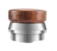Nivelador de café de acero inoxidable y herramienta de manipulación con mango de madera de nogal para una distribución uniforme del suelo, ergonómico para accesorio de barista para portafiltros de 51