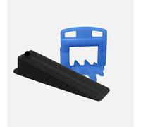 Niveladores De Azulejos - 600 pcs - Fixlevel - Cuñas Niveladoras Suelo 0,5mm - Sistema De Nivelación De Azulejos - Clips de Nivelación 0,5mm - Pack 500 Clips Y 100 Cuñas (0,5 mm)