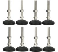 Niveladores de muebles, copas de pie ajustables, varilla de tornillo de acero inoxidable 304 con base de nailon, diseño giratorio, pie roscado M12, 80 mm de altura, para estabilidad de mesa y muebles