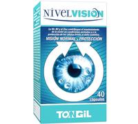 Nivelvisión 40 Cápsulas | Luteína con Zeaxantina y Vitaminas para los Ojos | Combate la Fatiga Visual Digital | Con Ácido Hialurónico, Ginkgo Biloba y Espino Amarillo | Vegano No-GMO | TONGIL