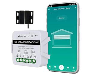 NIVIAN Abridor puerta garaje WiFi Controlador inteligente para motor de Puerta de Garaje por app TUYA. Programación Horaria, Temporizador y Escenas Inteligentes. Compatible con Alexa y google home.