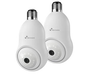 NIVIAN Cámara de vigilancia WiFi Tipo Bombilla 2K-Movimiento 360º con Audio, Reconocimiento y Seguimiento de Humanos-Visión Nocturna, Compatible con Alexa, Google Home, Tuya App (Pack 2 Cámaras WiFi)