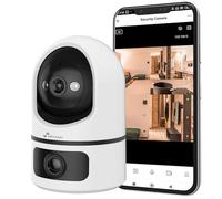 NIVIAN Cámara Vigilancia Interior WiFi 2K Dual Motorizada - Doble Lente sin Ángulos Muertos, Seguimiento Automático, Detección Humana IA, Audio Bidireccional, Alexa y Google