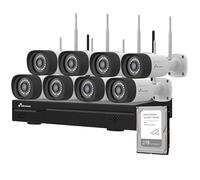 NIVIAN Kit Cámaras WiFi SuperHD con Grabador - Seguridad Inteligente para Hogar o Negocio, Visión Nocturna, Detección Humana IA, Audio Bidireccional, Fácil Instalación (16 CH - 8 Cámaras - 2 TB)