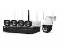 NIVIAN Kit Camaras de ViNIVIAN gilancia Profesional WiFi SuperHD con 5 Cámaras IP y Grabador 16CH - para Casas y Negocios - Visión Nocturna, Detección Humana IA, Audio Bidireccional, Fácil Instalación