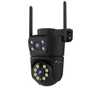 NIVIAN Cámara Vigilancia Exterior WiFi Dual 3MP SuperHD 2K con Doble Lente - Sin Ángulos Muertos, Seguimiento Automático IA, Audio Bidireccional, IP65, Control App Tuya (Negra)