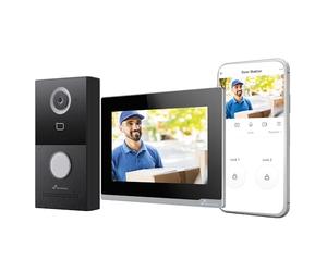 NIVIAN Videoportero WiFi Inteligente Full HD con Monitor Táctil 7”, Conexión 2 Hilos, Cámara Exterior 1080P IP65, Audio Bidireccional, Grabación en MicroSD y Control Remoto App Tuya