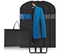 Niviy 3PCS Fundas Ropa Armario Plegable con Asas Dobles Fundas Ropa Tela Oxford Ventana Transparente Resistente y Transpirable Aplicable a Camisas Trajes 60x110cm Negro