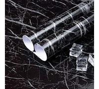 Niviy Adhesivo Papel de Mármol para Muebles de Cocina Vinilo Decoracion PVC Material Adhesivo Marmol Papel Pegatina Antifouling Resistete a Humedad y Mancha de Grasa 60X200cm Negro