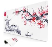 Niviy Alfombrilla Ratón Japanese Art Mouse Pad Grande 900X400mm con Bordes Cosidos Base de Goma Antideslizante Alfombrilla Escritorio Gaming Blanco