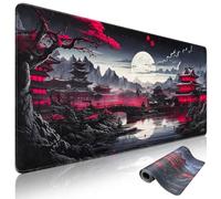 Niviy Alfombrilla Ratón Japonesa 900x400mm Alfombrilla Escritorio con Bordes Cosidos Base de Goma Antideslizante Estilo Luna Llena para Crear Atmósfera