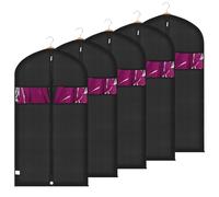 Niviy Fundas Ropa Armario con Ventana Transparente y Cremallera Metálica Fundas Ropa Tela Oxford Resistente y Transpirable Aplicable a Camisas Trajes 60x110cm Negro 5PCS