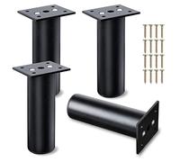 Niviy Patas para Muebles Redondo 4 Piezas Patas Regulables con Placa de Fijación Patas para Sofas Pies de Gabinete Armarios Cama 120 mm Tornillos Incluidos Negro