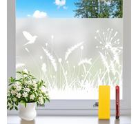 Niviy Vinilos para Cristales Decorativos Anti Miradas, Lámina Privacidad Ventana Anti UV con Hierbas y Pájaros, Reutilizable, para Puertas Cristal Bano Cocina 44.5x120 cm