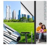 Niviy Vinilos para Cristales Espejo 44.5x300cm Vinilo Espejo Unidireccional Adhesivo Anti UV Anti Calor Vinilo Ventana Privacidad para Cocina Puertas Cristal Bano Plata