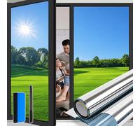 Niviy Vinilos para Cristales Espejo Unidireccional Lámina Privacidad Ventana Anti UV Anti Calor Vinilos Ventana Privacidad para Hogar Oficina Tienda Plata 90x120cm