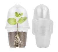Nivofu 10 Juegos Macetas para Viveros con Cúpula Cubrir, Macetas de Semillas con Orificio, Pequeñas Portátil Macetas Plastico Suaves Transparente, para Semillas Plantas Suculentas Flores Vegetales