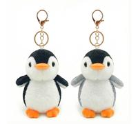 Nivofu 2 Piezas Llavero Peluche Pingüino Dorado, Mini Peluches Pequeños Suaves de Algodón, Juguete Colgante Animales para Mochila Llaves, Regalo Ideal Niños Niñas Fiesta Cumpleaños Navidad