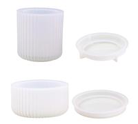 Nivofu, 2 Piezas Moldes para Tarros de Velas con Tapas, Moldes de Hormigón para Portavelas cilíndrica a rayas, Molde de Fundición para macetas, velas de perfume, fundición de resina DIY