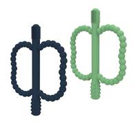 Nivofu 2 Piezas Mordedor Bebé Refrigerante de Silicona, Juguetes de Dentición para Bebés 3-12 Meses, Alivio del Dolor de Encías, Sin BPA, Diseño de Agarre Fácil, Regalo Recién Nacido (Azul y Verde)