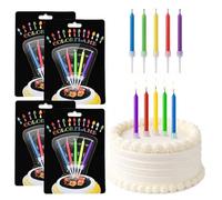 Nivofu 20 Velas de Cumpleaños con Llamas de Colores, 4 Tarjetas de 5 Velas con Soportes, Vela para Tartas Mágicas, Decoración de Pasteles para Fiestas de Niños y Adultos, Seguras y No Tóxicas