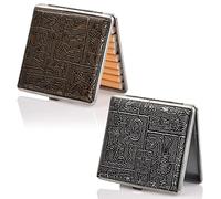 Nivofu 2pcs Pitillera, Cajas de Cigarrillos De Metal, Pitilleras para Cigarrillos, Cigarette Case para 20 Cigarrillos, Pitillera de Metal, Cigarette Case Vintage para Mujer y Hombre