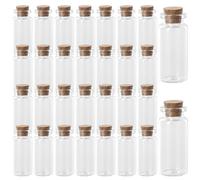 Nivofu 30 Piezas Mini Botella de Cristal con Tapon 10ml, Botellas de Vidrio con Tapón de Corcho, Botellas de Cristal Pequeñas, Mini Botella Cristal, para Manualidades, Joyas, Regalos, Bodas