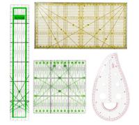 Nivofu Regla para Patchwork Universal, 4 piezas para Quilting, Transparente Reglas de Costura, Rectangular de Pachwork 15 x 30 cm / 15 x 15 cm / 5 x 30 cm para Base de Corte Transparente