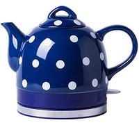 NIVOK Hervidor de Tetera de Cerámica Electrical de Tetera de Cerámica Eleactric Tetera-Retro 1.0L, 1000W Agua Rápida para Té, Café, Sopa, Base Removible de Avena, Protección de Seco de Ebullición/Azul