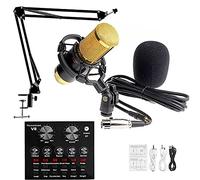 NIVOK Kit de micrófono de Condensador, Conjunto de grabación de Estudio Profesional de micrófono, Tarjeta de Sonido en Vivo con Efectos y Cambiador de Voz, Mini Tablero Mezclador de Soni