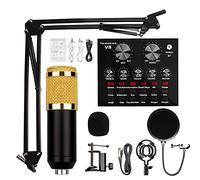 NIVOK Kit de micrófono de Condensador, Conjunto de grabación de Estudio Profesional de micrófono, Tarjeta de Sonido en Vivo con Efectos y Cambiador de Voz, Mini Tablero Mezclador de Soni