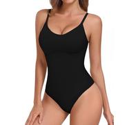 Niwicee Body Moldeador Mujer Body Reductor Faja Reductora Adelgazante Tanga Shapewear Bodysuit Control de Abdomen Shapewear Posparto con Tirantes Ajustables(Negro,L)