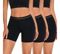 Niwicee Boxer Mujer con Encaje Bragas Pantalónes Cortos Cómodas Bragas Cortas Sin Costuras para Vestidos y Faldas Antirozaduras Culotte Elástico Pack de 3 (Negro*3,XL)