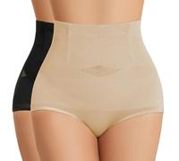 Niwicee Braga Faja Reductora Mujer Adelgazante Braguitas Moldeadoras Abdomen Cintura Alta de Braga Postparto Body Moldeador Faja Sin Costuras Shapewear(Negro+Beige,XL)