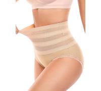 Niwicee Braga Faja Reductora Mujer Invisible Braguita Moldeadora de Tul Transpirable con Control Abdomen y Cintura Alta Shapewear Sin Costuras Cómoda y Elástica(Beige,M)