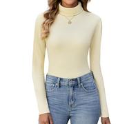 Niwicee Camiseta Termica Mujer Cuello Alto Manga Larga Camisetas Interior Mujer Ropa Termica Transpirable Elastico Básica Camiseta Térmico de Otoño Invierno Base Layer Top (Albaricoque, S)
