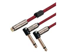 NIWPPKIMX Cable de audio minijack hembra de 3,5 mm a doble conector macho de 6,35 mm for altavoz, amplificador de potencia, consola de mezclas, cable de 0,75 m y 1 m(Angle,75cm)