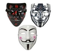 NIWWIN 3 piezas Máscaras para adultos, máscara de Halloween, V For Vendetta Masks, disfraz de cosplay de Halloween ，accesorios de cubierta facial para fiesta rave