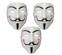 NIWWIN 3 piezas Máscaras para adultos, máscara de Halloween, V For Vendetta Masks, disfraz de cosplay de Halloween ，accesorios de cubierta facial para fiesta rave