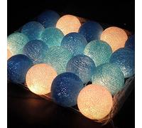 NIWWIN 3M 20 LED Bolas de algodón luminosas Cadena de luces Fiesta Navidad Dormitorio Cortina Luces Cumpleaños Halloween Boda Iluminación Habitación de bebé Decoración romántica Regalo (Azul)