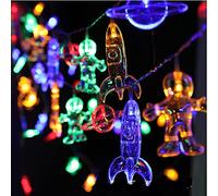 NIWWIN 3M 20LED Habitación para niños LED Luces de hadas Cadena Astronauta Nave espacial Cohete Colgantes Luz de cuerda para fiesta Decoración navideña Regalo de cumpleaños Iluminación (Multicolor)