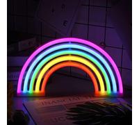 NIWWIN Arco iris neón,Logotipo de neón rosa en forma de arco iris, Decoración de Dormitorio, Regalos Para Niños,Bar, Fiesta, Navidad, Boda Decoraciones de Neón.3AA alimentado por batería/USB.