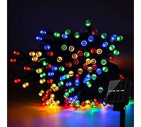 NIWWIN Guirnaldas de luces solares, 100 LED, 12 metros, cadena de lámpara, luces LED multicolores para jardín, patio, boda, fiesta, decoración navideña
