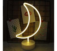 NIWWIN Letrero de luz de neón LED Decoración de pared Luz de noche USB/Neón con pilas para Navidad Regalo de cumpleaños Fiesta Niños Sala de estar Decoración de boda (LUNA)
