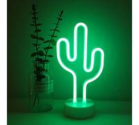 NIWWIN Luz de neón de cactus, letreros de neón LED, lámpara de mesa decorativa, alimentación por 3AA/USB, luces de estado de ánimo en el dormitorio, decoración de habitación de los niños, decoración