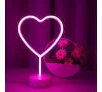NIWWIN Señales de neón rosa, luces de neón en forma de corazón, luces decorativas con base, pilas o usb, decoraciones de navidad, fiestas de cumpleaños, regalos para niños.… (Corazón)
